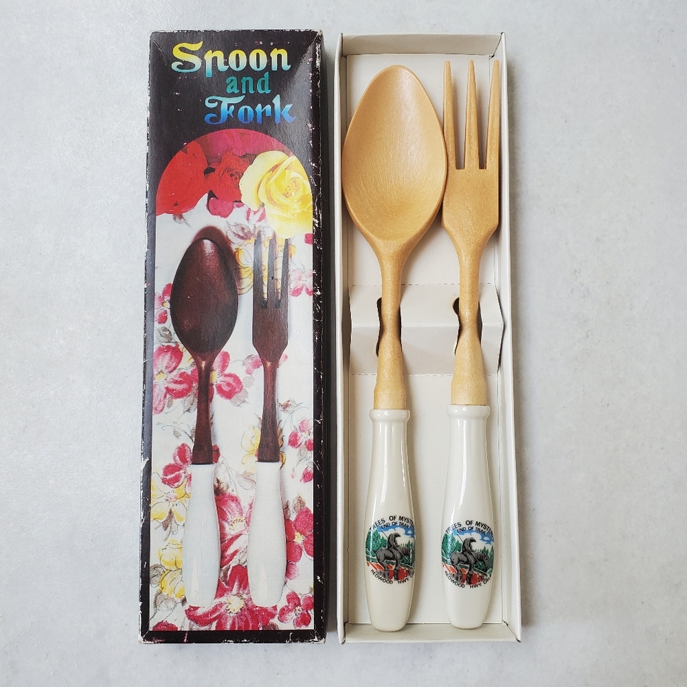 Vintage Trees of Mystery End of Trail California Souvenir Spoon & Fork with Box